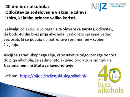 40 dni brez alkohola